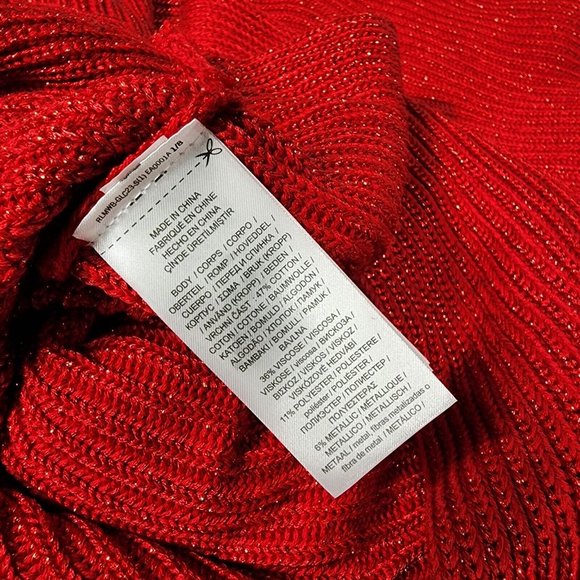 Lauren Ralph Lauren Sweater Womens Adult Medium Red Metallic Glitter Dolman - Picture 10 of 11